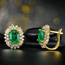 Carica l&#39;immagine nel visualizzatore di Gallery, Temperament Women&#39;s Hoop Earrings with Green Cubic Zirconia Daily Wear Aesthetic Accessory