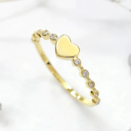 Chic Heart Rings for Women Minimalist Wedding Band Accessories Proposal Engagement Ring