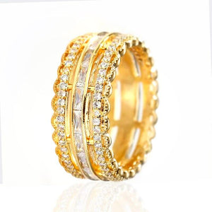 Gold Color Fashion Women Party Ring Bright Zirconia Finger Accessories hr38 - www.eufashionbags.com