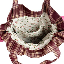 Cargar imagen en el visor de la galería, Plaid Women Shoulder Bag Soft Cloth Fabric Handbag Large Cotton Tote Bow Canvas Bags a28