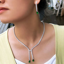 画像をギャラリービューアに読み込む, Fashion Green Cubic Zirconia Jewelry Sets Women Party Wedding Necklace &amp;earrings b113