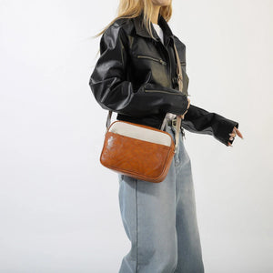 Simple Square Pu Leather Women's Shoulder Bag Vintage Casual Female Handbags Purse Crossbody Bag
