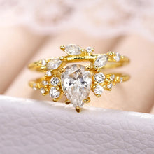 Cargar imagen en el visor de la galería, 2Pcs Pear Cubic Zirconia Set Rings for Women Aesthetic Wedding Jewelry n206