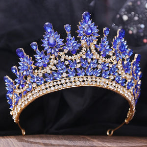 Luxury Big Forest AB Color Crystal Flower Bridal Tiaras Crown Floral Headband Rhinestone Pageant Diadem Wedding Hair Accessories