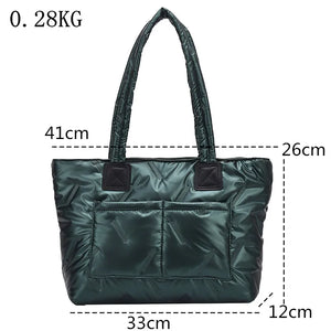 Space Pad Cotton Shoulder Bag High Quality Large Down Handbag a134