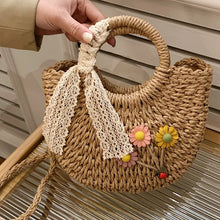 Charger l&#39;image dans la galerie, New Summer Handmade Bags for Women Beach Weaving Straw basket Wrapped Beach Bag a150
