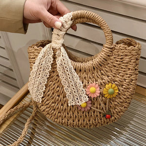 New Summer Handmade Bags for Women Beach Weaving Straw basket Wrapped Beach Bag a150