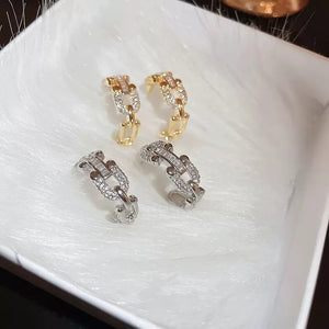 Silver/Gold Color Chain Linked Hoop Earrings for Women Fashion Versatile Girls Earrings