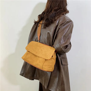 Suede Vintage Shoulder Bag Large Capacity Handbag Casual Commuter Shopping All-match Purses and Handbags NEW