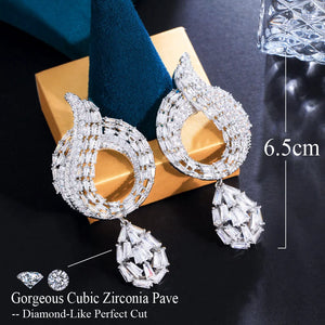 Luxury Full Cubic Zirconia Pave Earrings Long Drop Dangle Wedding Festive Jewelry b116