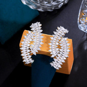 Sparkling Cubic Zirconia Pave Setting Long Symmetrical Drop Women Engagement Party Earrings cw23 - www.eufashionbags.com