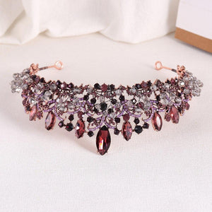 Handmade Wedding Hair Accessories Purple Crystal Crowns Tiaras bc60 - www.eufashionbags.com