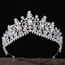 Charger l&#39;image dans la galerie, Silver Color Crystal Pearl Bridal Tiaras Crown Rhinestone CZ Headband Wedding Hair Accessories bc101 - www.eufashionbags.com