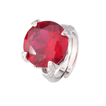 Cargar imagen en el visor de la galería, Luxury Red Claw Inlaid 16mm High Carbon Diamond Circular Black Retro Adjustable Ring