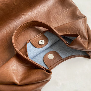 Soft Women's Hobo Shoulder Bag Large Pu Leather Shopping Top-Handle Bag q353