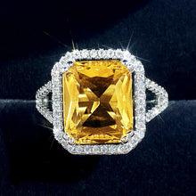 Cargar imagen en el visor de la galería, Large Geometric Yellow Cubic Zirconia Rings Women Temperament Accessories n210