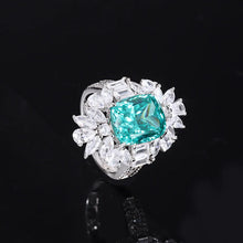 Load image into Gallery viewer, 925 Sterling Silver Paraiba Gemstone Crystal Drop Crystal Wedding Ring Set for Couple x18