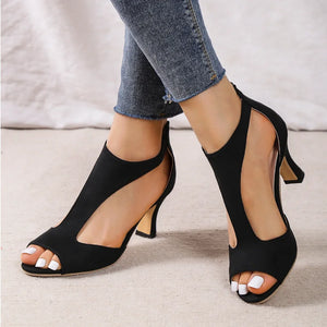 New Simple and Fashionable Back Zipper Fishmouth Shoes Women's Summer Side Stiletto Roman Sandals Designer Sandals