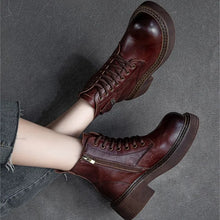 Cargar imagen en el visor de la galería, 6cm Ankle Plush Boots Genuine Leather Booties Woman Warm Moccasins Ethnic Shoes q155