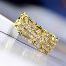 Cargar imagen en el visor de la galería, New Trendy Wedding Rings for Women Hollow Out Luxury Gold Color Accessories  Cubic Zircon Jewelry