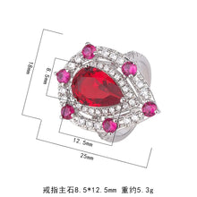 Cargar imagen en el visor de la galería, Luxury Women&#39;s Finger Rings for Party Sparkling Red Water-drop Cubic Zirconia Style Accessories