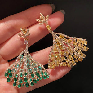 High Quality Green Sector Earrings Small Skirt Temperament Retro Trendy Wedding Accessories