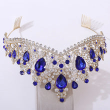 Load image into Gallery viewer, Large European Crystal Wedding Crown Rhinestone Queen Tiaras Comb Hair Accessories b10