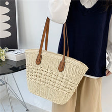 Load image into Gallery viewer, New Summer Woven Shoulder Bag Women Beach Straw Knitted Handmade Large Handbag Purse a27