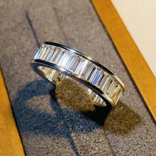 Cargar imagen en el visor de la galería, Trendy Women Full Paved Rings Rectangular Cubic Zircon Eternity Wedding Band Accessories n217