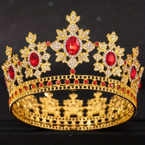 Luxury Crystal Rhinestone Crown Bride Tiara Wedding Accessories Round Diadem Gold Color Head Jewelry Crystal Hair Jewelry