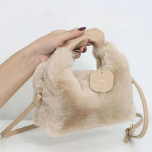 Load image into Gallery viewer, Women Faux Fur Plush Handbags Ruched Handle Small Lady Shoulder Crossbody Bag Casual Tote Half-Moon Hobos Winter