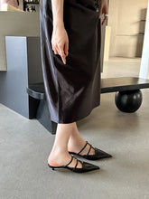 Load image into Gallery viewer, Fashion Women Slides Slippers Pointed Toe Summer Outside Mules Shoes Thin Mid Heels