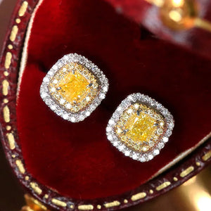 Yellow/White CZ Stud Earrings for Women Wedding Party Temperament Ear Accessories t40