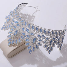 Load image into Gallery viewer, Blue Opal Bride Wedding Crown Princess Headdress Bridal Tiaras Crowns Diadem CZ Headwear