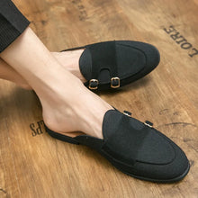 Cargar imagen en el visor de la galería, Men&#39;s Small Leather Shoes Breathable Toe Wrapped British Half Slipper Sandals