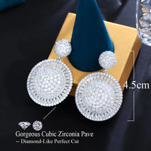 画像をギャラリービューアに読み込む, Full Micro Pave Cubic Zirconia Earrings Round Women Wedding Dubai Jewelry b152
