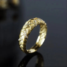 画像をギャラリービューアに読み込む, Fashion Women Rings for Wedding Gold Color Rings Inlaid Dazzling Cubic Zirconia Engagement Band Jewelry