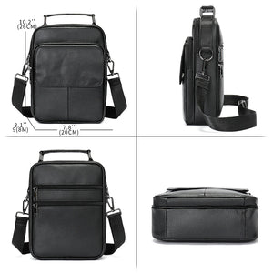 Cowhide Leather Man's Shoulder Bags Men Leather Crossbody Messenger Bags Black Casual Small Handbags for ipad  6102