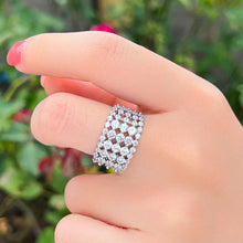 Load image into Gallery viewer, Round Cubic Zirconia Rings Paved Luxury Adjustable Tennis Rings Wedding Party Gift b105