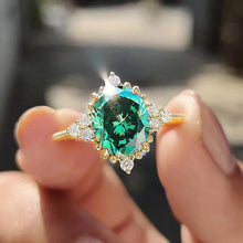 画像をギャラリービューアに読み込む, Oval Green Cubic Zirconia Rings for Women Wedding Anniversary Party Fashion Jewelry t36 - www.eufashionbags.com