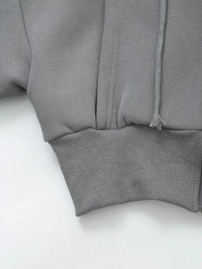 Pant Sets For Women Fashion Long Sleeve Zipper Jacket Elastic Hem Short Side Pocket Hooded Basic Coat + Trousers Suit
