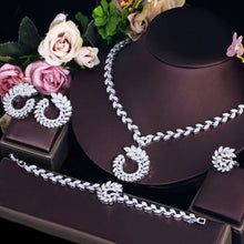 Carica l&#39;immagine nel visualizzatore di Gallery, White Olive Leaf Cubic Zirconia Jewelry Sets for Women Wedding Party b01