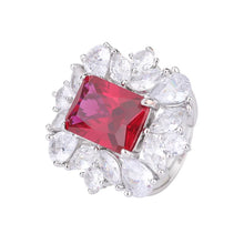 Cargar imagen en el visor de la galería, Retro Rectangle Red High Carbon Diamond Adjustable Ring Women Jewelry Dress Accessories Gift x21
