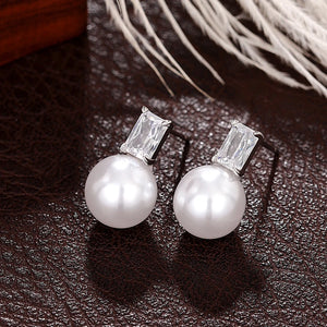Temperament Imitation Pearl Earrings for Women Silver Color Ear Accessories
