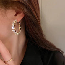 Cargar imagen en el visor de la galería, Sparkling Round Cubic Zirconia Hoop Earrings for Women Metal Gold Color Circle Earrings Modern Fashion Jewelry Hot
