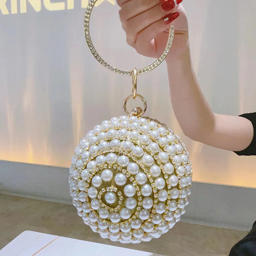 Circular Ring Portable Evening Bags Metal Sliver Round Ball Handbags for Lipstick Elegant Luxury Clutch Purse Wedding Wallets