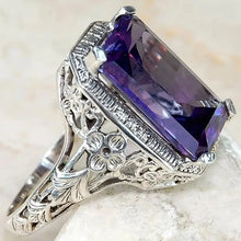 Load image into Gallery viewer, Purple Aesthetic Flower Cubic Zirconia Rings for Women Wedding Anniversary Party Jewelry
