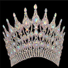 Charger l&#39;image dans la galerie, Luxury Big Wedding Crown Crystal Large Round Queen Wedding Hair Accessories y101