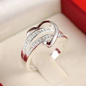 Silver Color Love Wedding Rings for Women Fashion Heart Proposal Engagement Rings