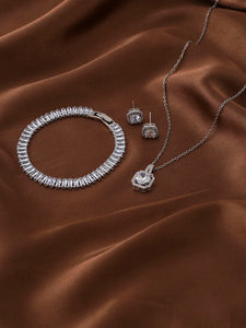 3 Pcs Micro-inset Zircon Sense Necklace Bracelet Earrings Jewelry Sets